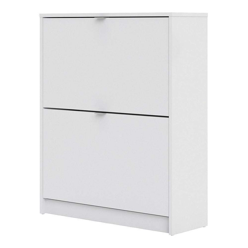 FTG Shoe Cabinet Shoe cabinet  with 2 tilting doors and 2 layers - White Bed Kings