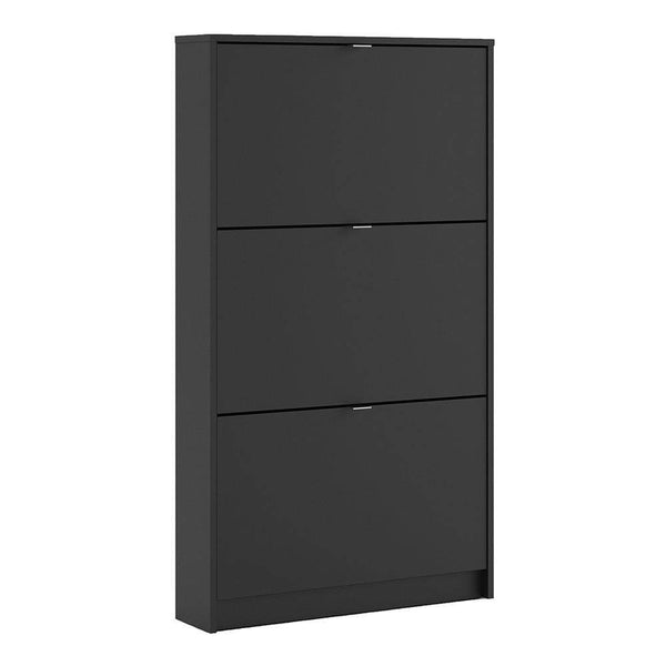 FTG Shoe Cabinet Shoe cabinet  with 3 tilting doors and 1 layer - Matt Black Bed Kings