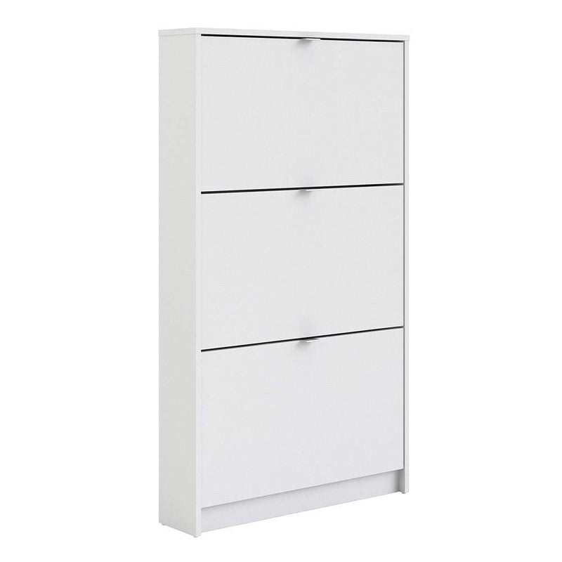 FTG Shoe Cabinet Shoe cabinet with 3 tilting doors and 1 layer - White Bed Kings