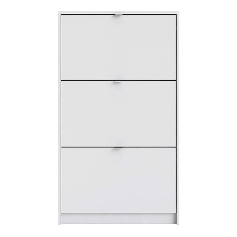 FTG Shoe Cabinet Shoe cabinet with 3 tilting doors and 1 layer - White Bed Kings