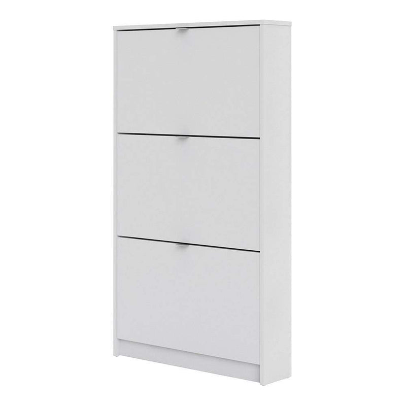FTG Shoe Cabinet Shoe cabinet with 3 tilting doors and 1 layer - White Bed Kings