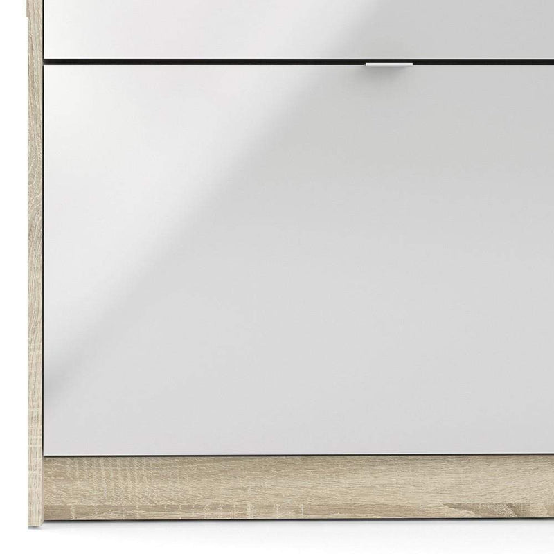 FTG Shoe Cabinet Shoe cabinet with 3 tilting doors and 2 layers +  1 door - Oak structure White high gloss Bed Kings