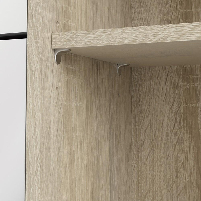 FTG Shoe Cabinet Shoe cabinet with 3 tilting doors and 2 layers +  1 door - Oak structure White high gloss Bed Kings