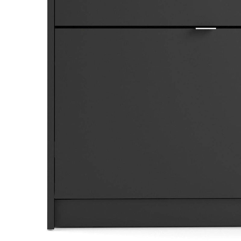 FTG Shoe Cabinet Shoe cabinet  with 3 tilting doors and 2 layers - Matt Black Bed Kings