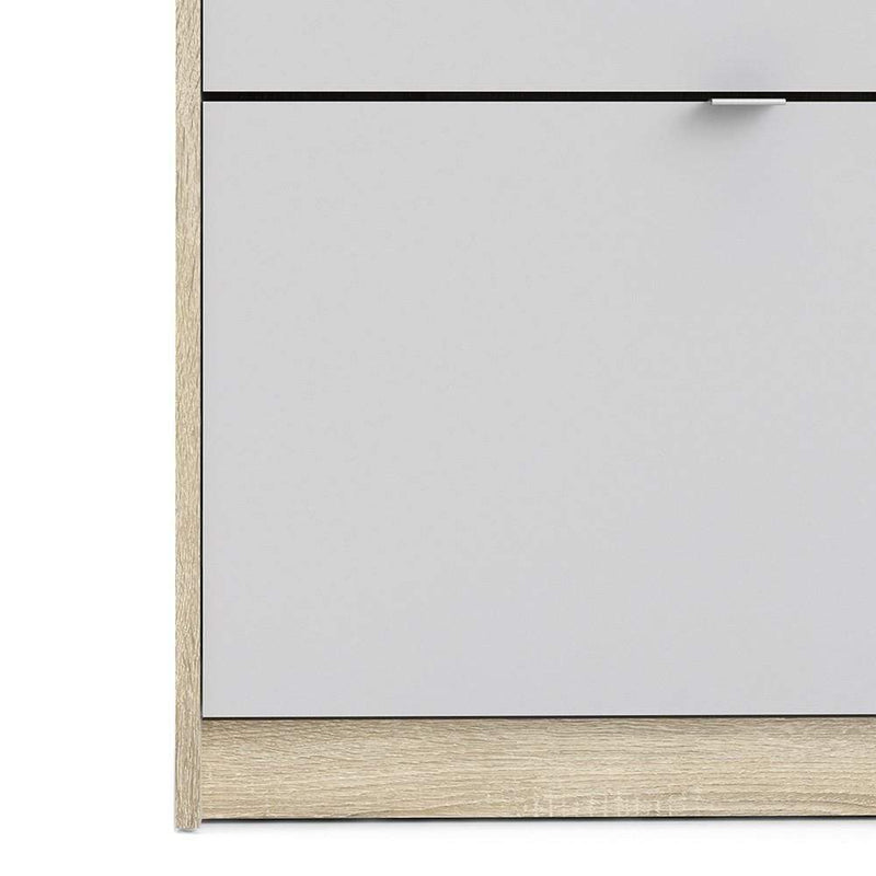 FTG Shoe Cabinet Shoe cabinet  with 3 tilting doors and 2 layers - Oak structure White Bed Kings