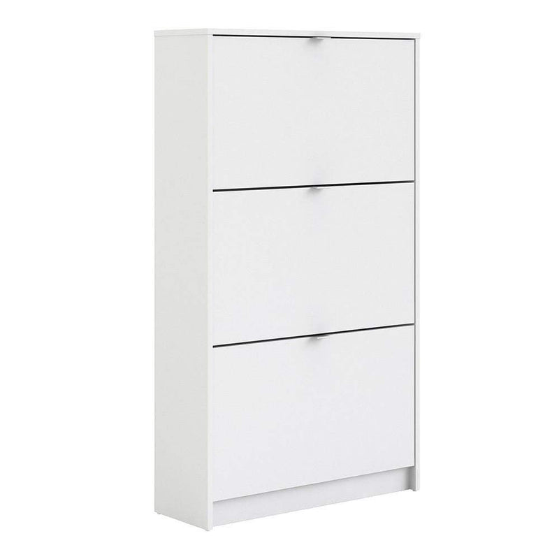 FTG Shoe Cabinet Shoe cabinet  with 3 tilting doors and 2 layers - White Bed Kings