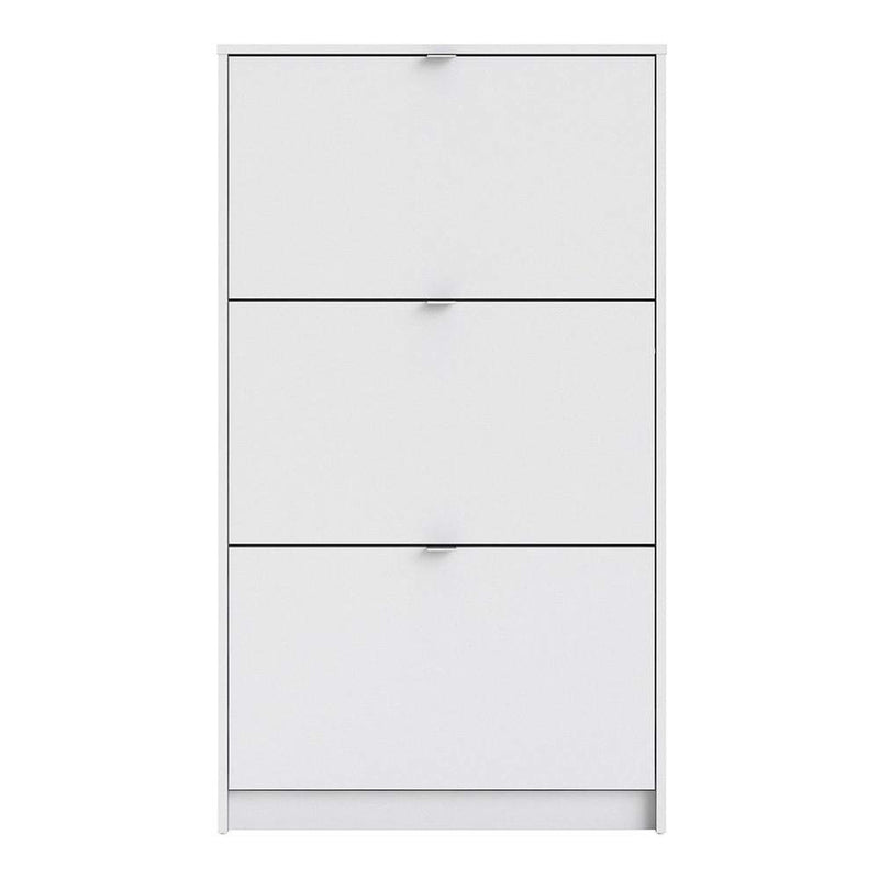 FTG Shoe Cabinet Shoe cabinet  with 3 tilting doors and 2 layers - White Bed Kings