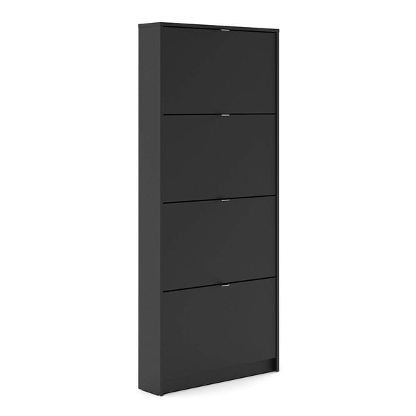 FTG Shoe Cabinet Shoe cabinet  with 4 tilting doors and 1 layer - Matt Black Bed Kings
