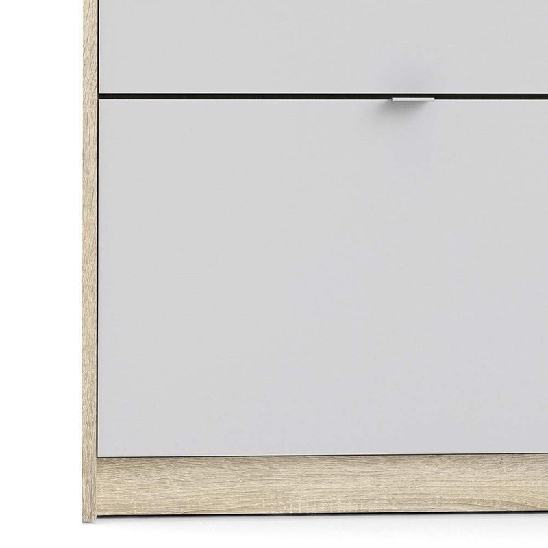 FTG Shoe Cabinet Shoe cabinet  with 4 tilting doors and 1 layer - Oak structure White Bed Kings