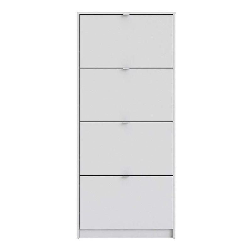 FTG Shoe Cabinet Shoe cabinet  with 4 tilting doors and 1 layer - White Bed Kings