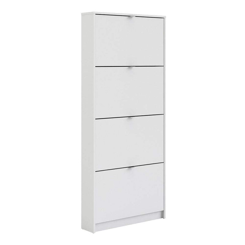 FTG Shoe Cabinet Shoe cabinet  with 4 tilting doors and 1 layer - White Bed Kings