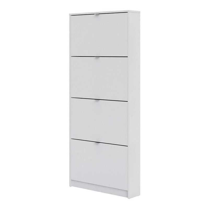 FTG Shoe Cabinet Shoe cabinet  with 4 tilting doors and 1 layer - White Bed Kings