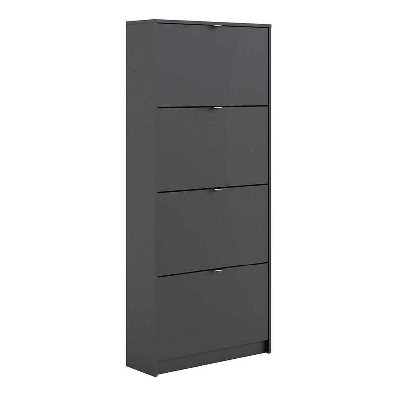 FTG Shoe Cabinet Shoe cabinet  with 4 tilting doors and 2 layers - Matt Black Bed Kings