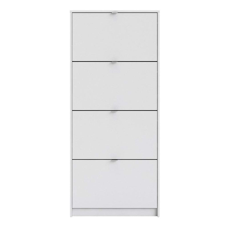 FTG Shoe Cabinet Shoe cabinet  with 4 tilting doors and 2 layers - White Bed Kings