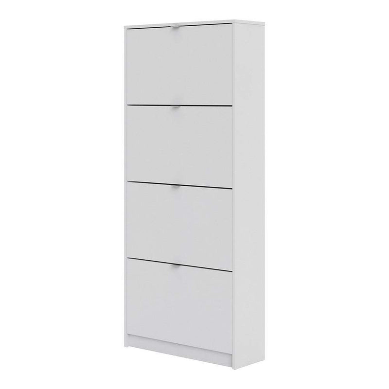 FTG Shoe Cabinet Shoe cabinet  with 4 tilting doors and 2 layers - White Bed Kings