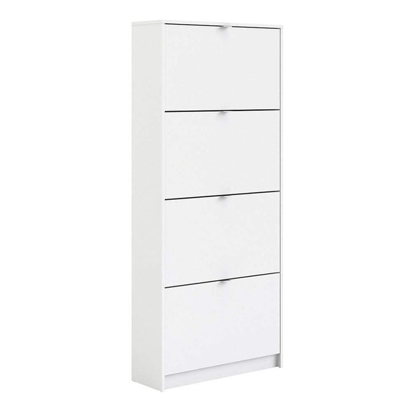 FTG Shoe Cabinet Shoe cabinet  with 4 tilting doors and 2 layers - White Bed Kings