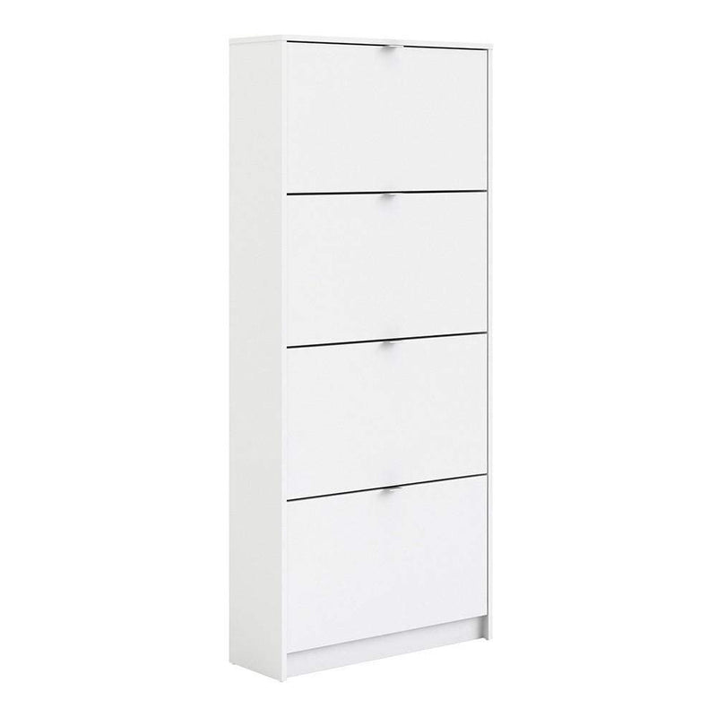 FTG Shoe Cabinet Shoe cabinet  with 4 tilting doors and 2 layers - White Bed Kings