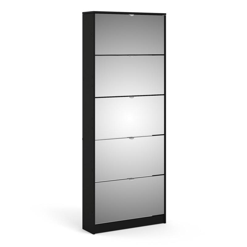 FTG Shoe Cabinet Shoes Shoe cabinet 5 Mirror tilting Doors in Black Bed Kings