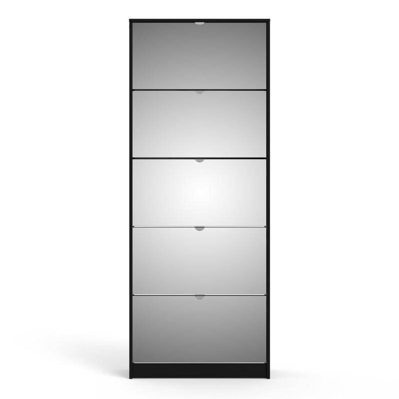 FTG Shoe Cabinet Shoes Shoe cabinet 5 Mirror tilting Doors in Black Bed Kings
