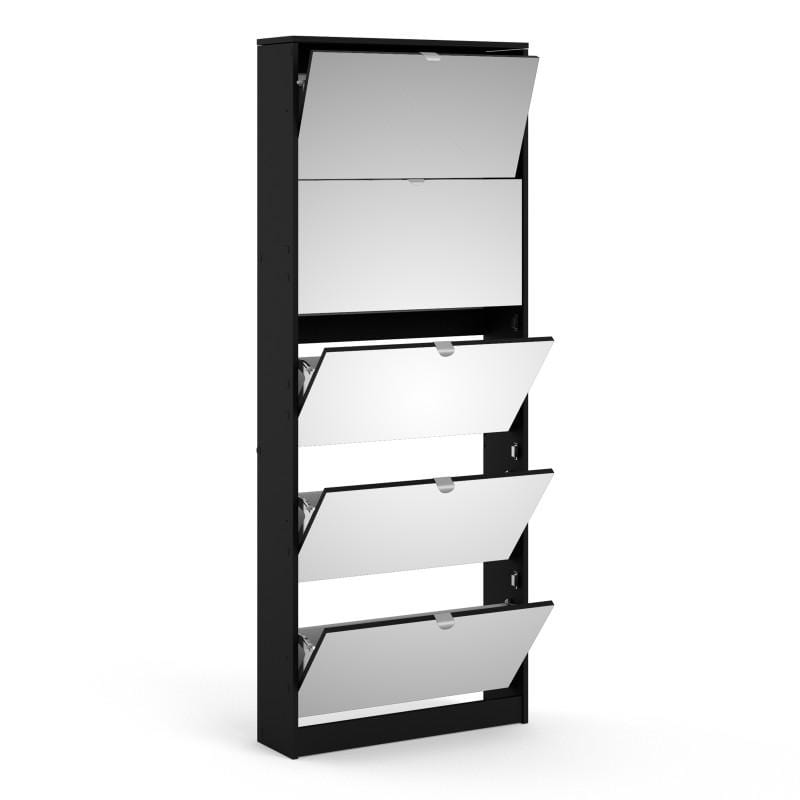 FTG Shoe Cabinet Shoes Shoe cabinet 5 Mirror tilting Doors in Black Bed Kings