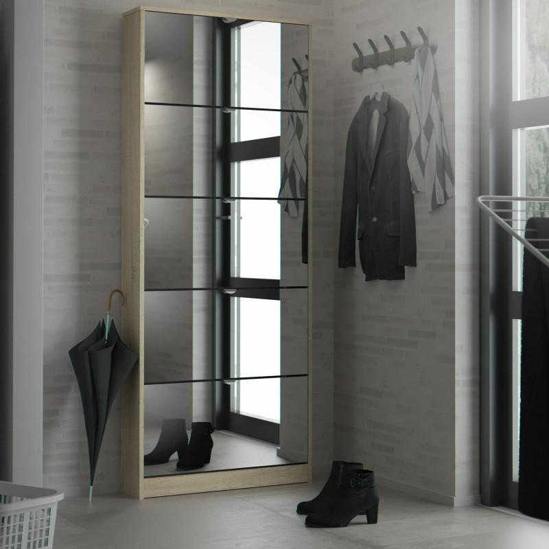 FTG Shoe Cabinet Shoes Shoe cabinet 5 Mirror tilting Doors in Oak Bed Kings