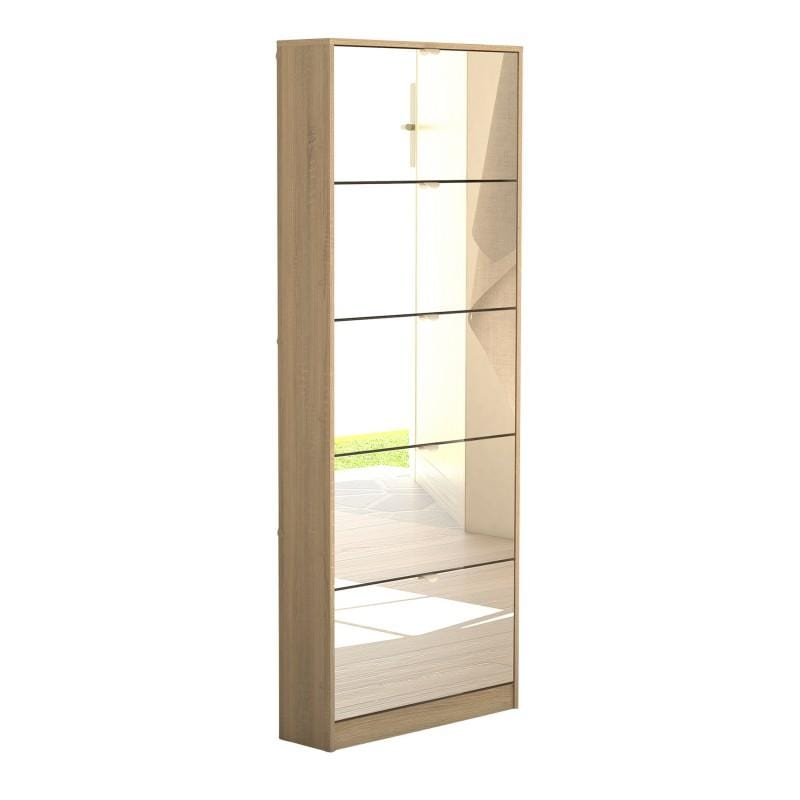 FTG Shoe Cabinet Shoes Shoe cabinet 5 Mirror tilting Doors in Oak Bed Kings
