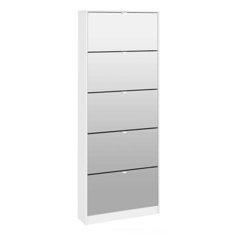 FTG Shoe Cabinet Shoes Shoe cabinet 5 Mirror tilting Doors in White Bed Kings