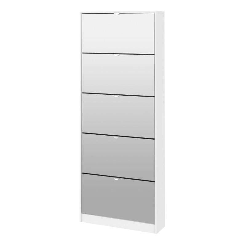 FTG Shoe Cabinet Shoes Shoe cabinet 5 Mirror tilting Doors in White Bed Kings