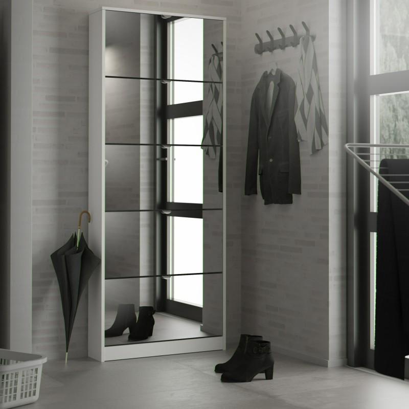FTG Shoe Cabinet Shoes Shoe cabinet 5 Mirror tilting Doors in White Bed Kings