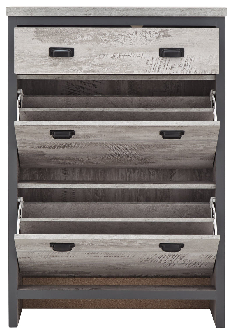 GFW Shoe Cabinet Boston 2 Tier 1 Drawer Shoe Cabinet Grey Bed Kings