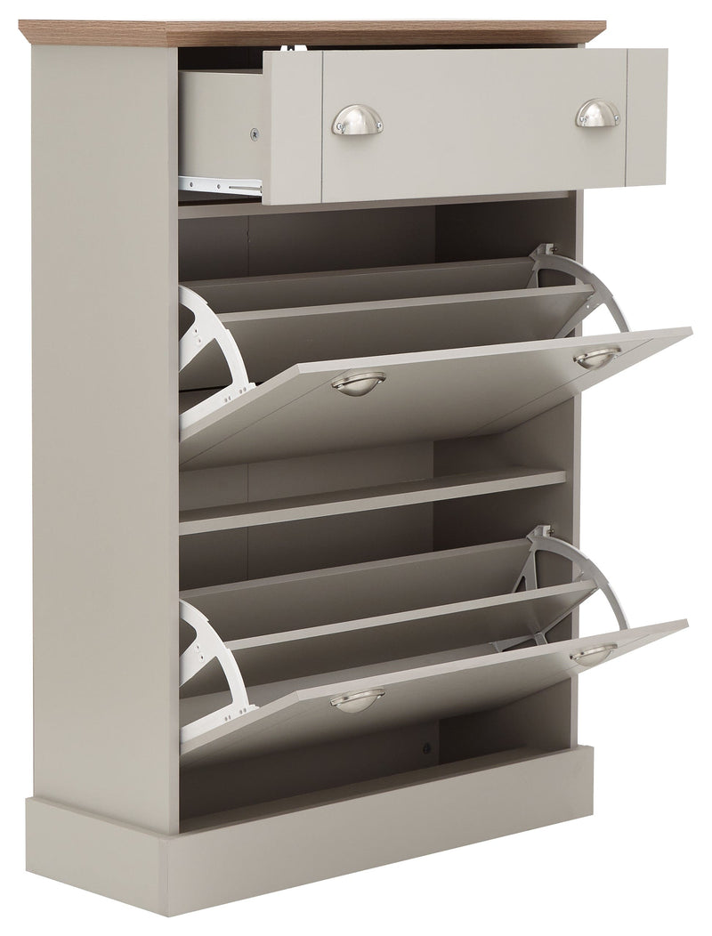 GFW Shoe Cabinet Kendal Deluxe Shoe Cabinet Grey Bed Kings