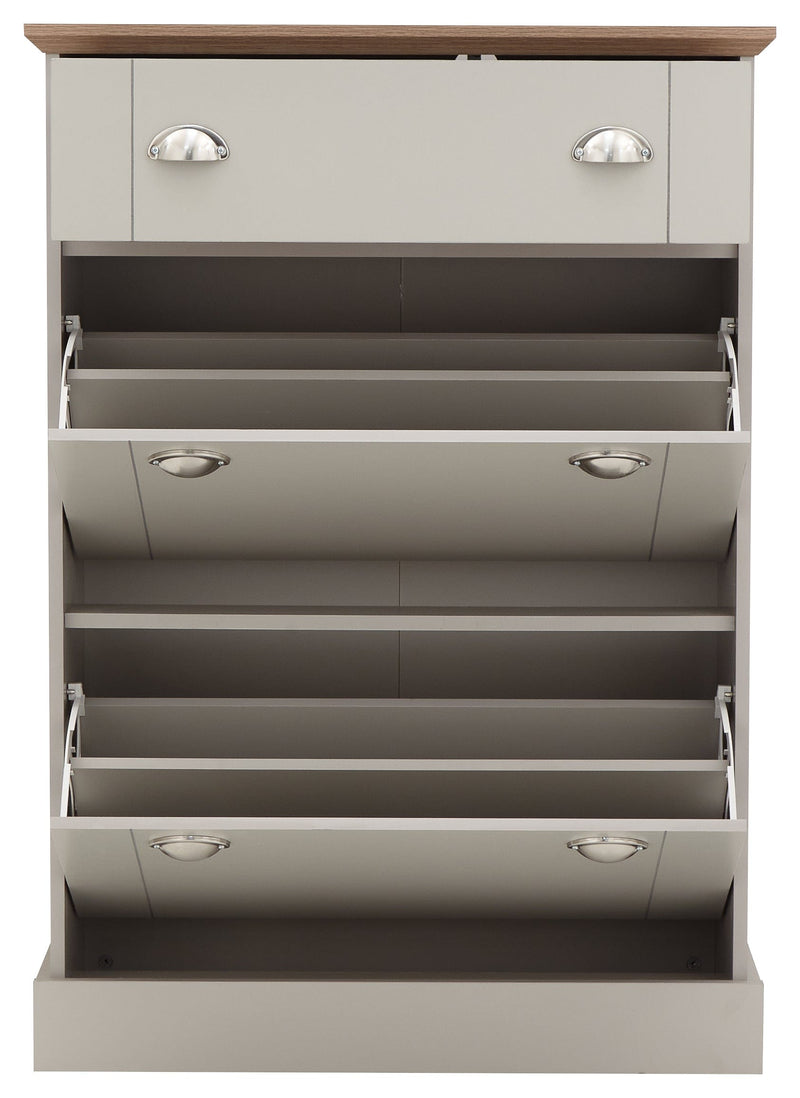 GFW Shoe Cabinet Kendal Deluxe Shoe Cabinet Grey Bed Kings