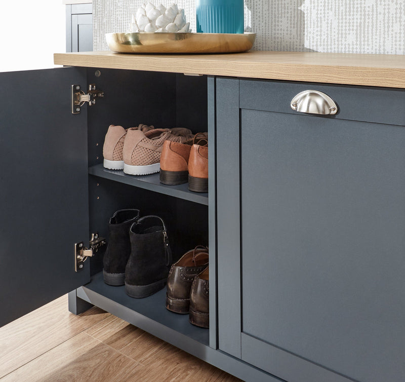 GFW Shoe Cabinet Lancaster Shoe Storage Slate Blue Bed Kings