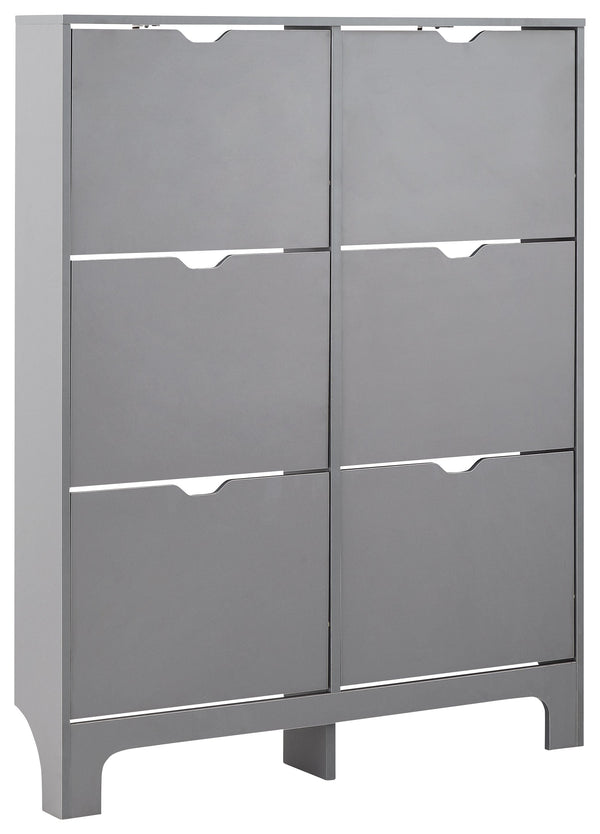 GFW Shoe Cabinet Narrow 6 Drawer Shoe Cabinet Grey Bed Kings