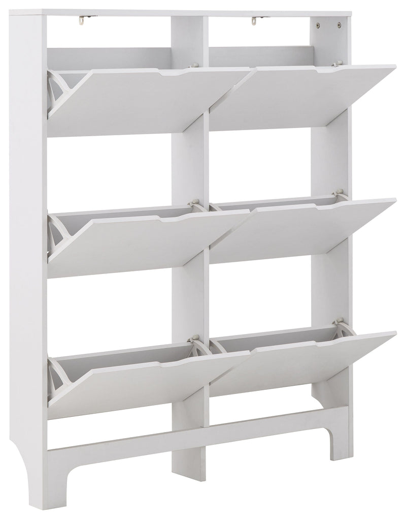 GFW Shoe Cabinet Narrow 6 Drawer Shoe Cabinet White Bed Kings