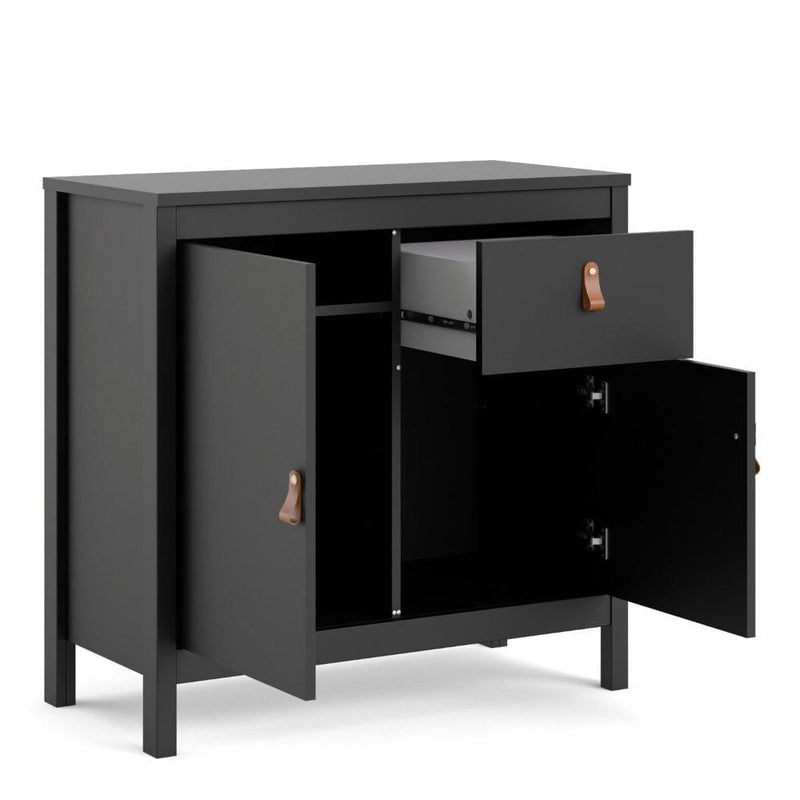 FTG Sideboard Barcelona Sideboard 2 Doors + 1 Drawer In Matt Black Bed Kings
