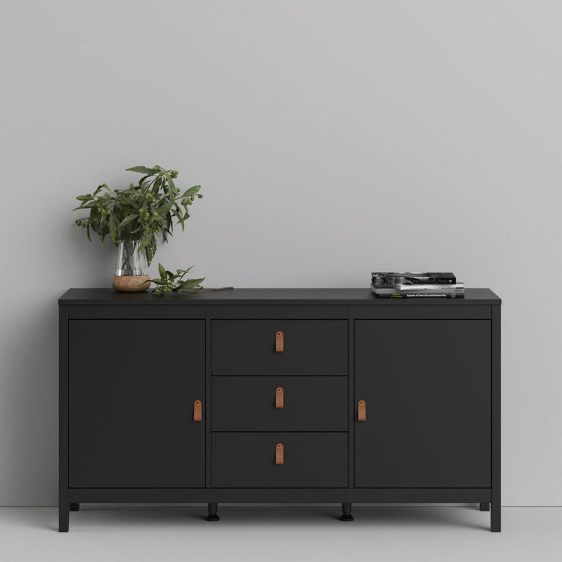 FTG Sideboard Barcelona Sideboard 2 Doors + 3 Drawers In Matt Black Bed Kings