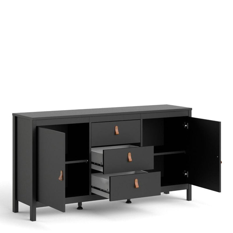 FTG Sideboard Barcelona Sideboard 2 Doors + 3 Drawers In Matt Black Bed Kings