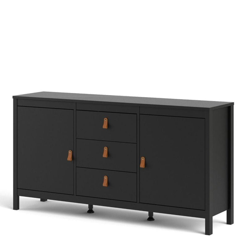 FTG Sideboard Barcelona Sideboard 2 Doors + 3 Drawers In Matt Black Bed Kings