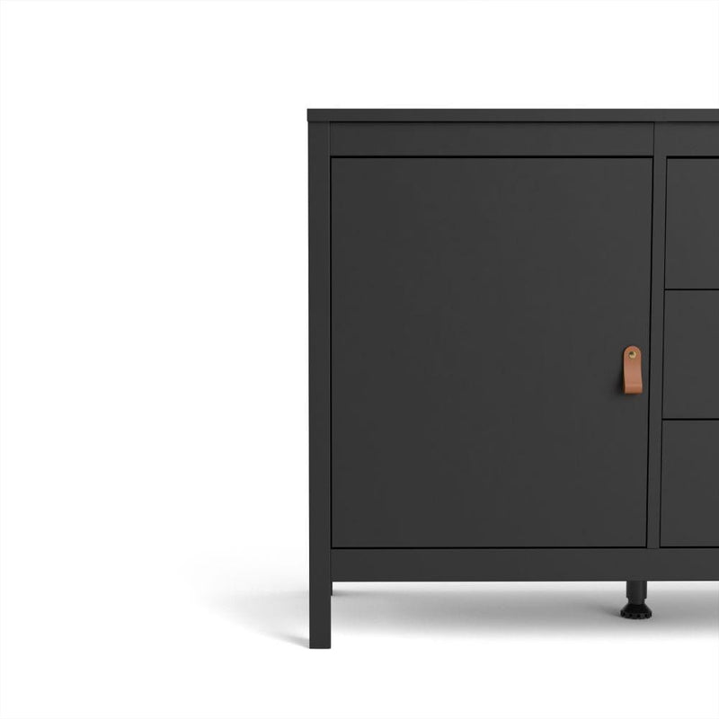 FTG Sideboard Barcelona Sideboard 2 Doors + 3 Drawers In Matt Black Bed Kings