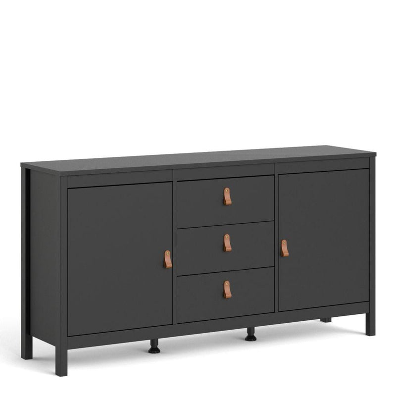 FTG Sideboard Barcelona Sideboard 2 Doors + 3 Drawers In Matt Black Bed Kings