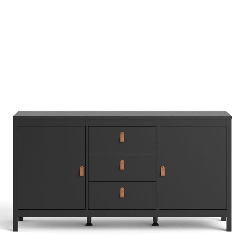 FTG Sideboard Barcelona Sideboard 2 Doors + 3 Drawers In Matt Black Bed Kings
