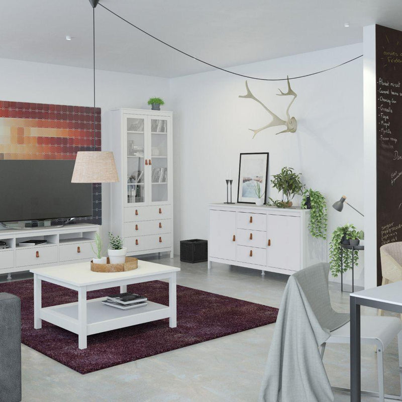 FTG Sideboard Barcelona Sideboard 2 Doors + 3 Drawers In White Bed Kings