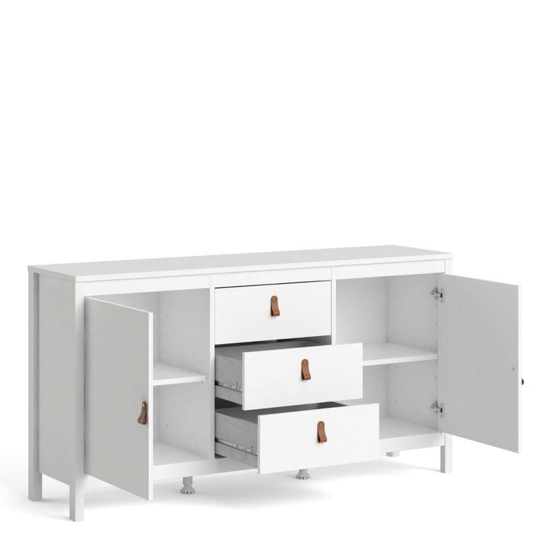 FTG Sideboard Barcelona Sideboard 2 Doors + 3 Drawers In White Bed Kings
