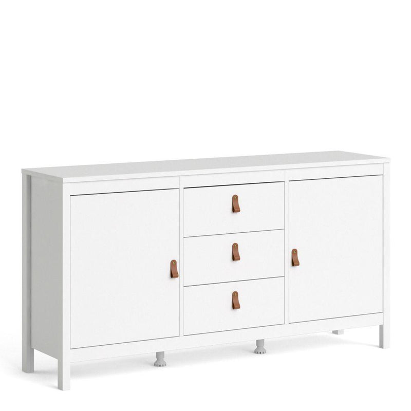 FTG Sideboard Barcelona Sideboard 2 Doors + 3 Drawers In White Bed Kings