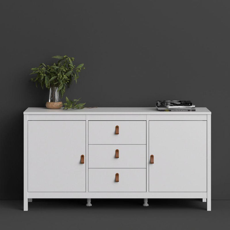 FTG Sideboard Barcelona Sideboard 2 Doors + 3 Drawers In White Bed Kings