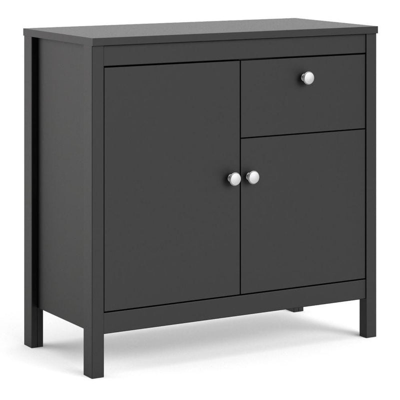 FTG Sideboard Madrid Sideboard 2 Doors + 1 Drawer In Matt Black Bed Kings