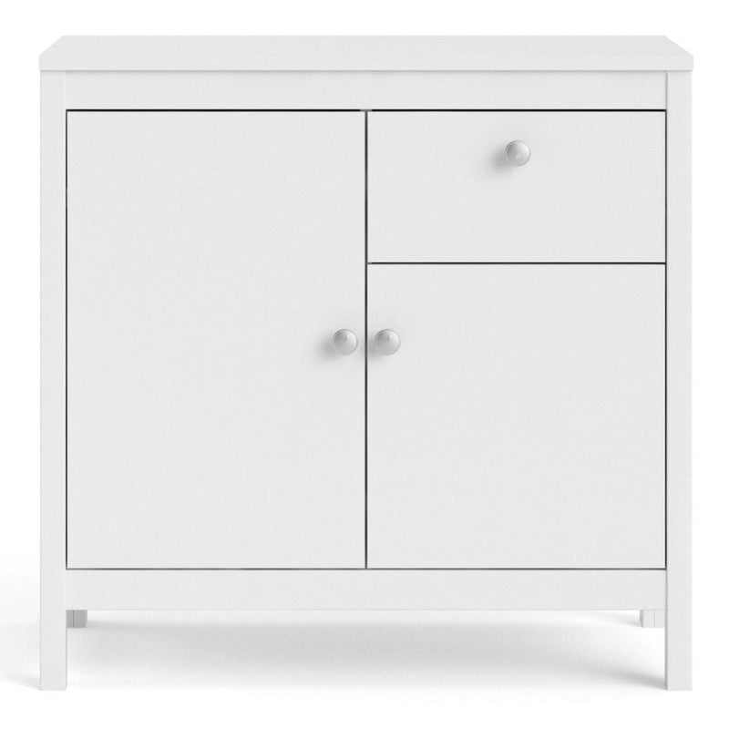 FTG Sideboard Madrid Sideboard 2 Doors + 1 Drawer In White Bed Kings