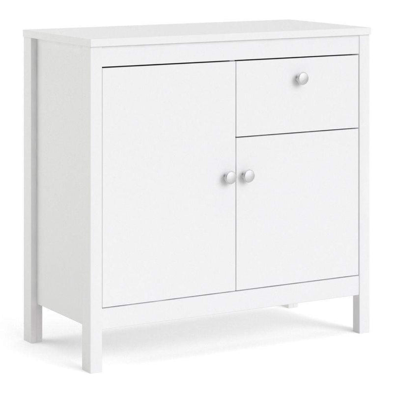 FTG Sideboard Madrid Sideboard 2 Doors + 1 Drawer In White Bed Kings