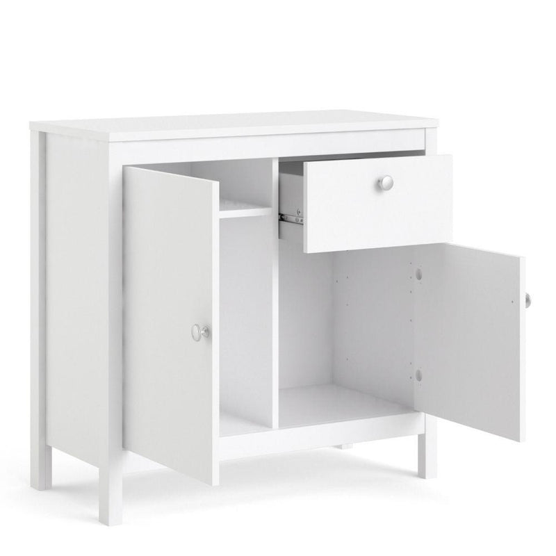 FTG Sideboard Madrid Sideboard 2 Doors + 1 Drawer In White Bed Kings